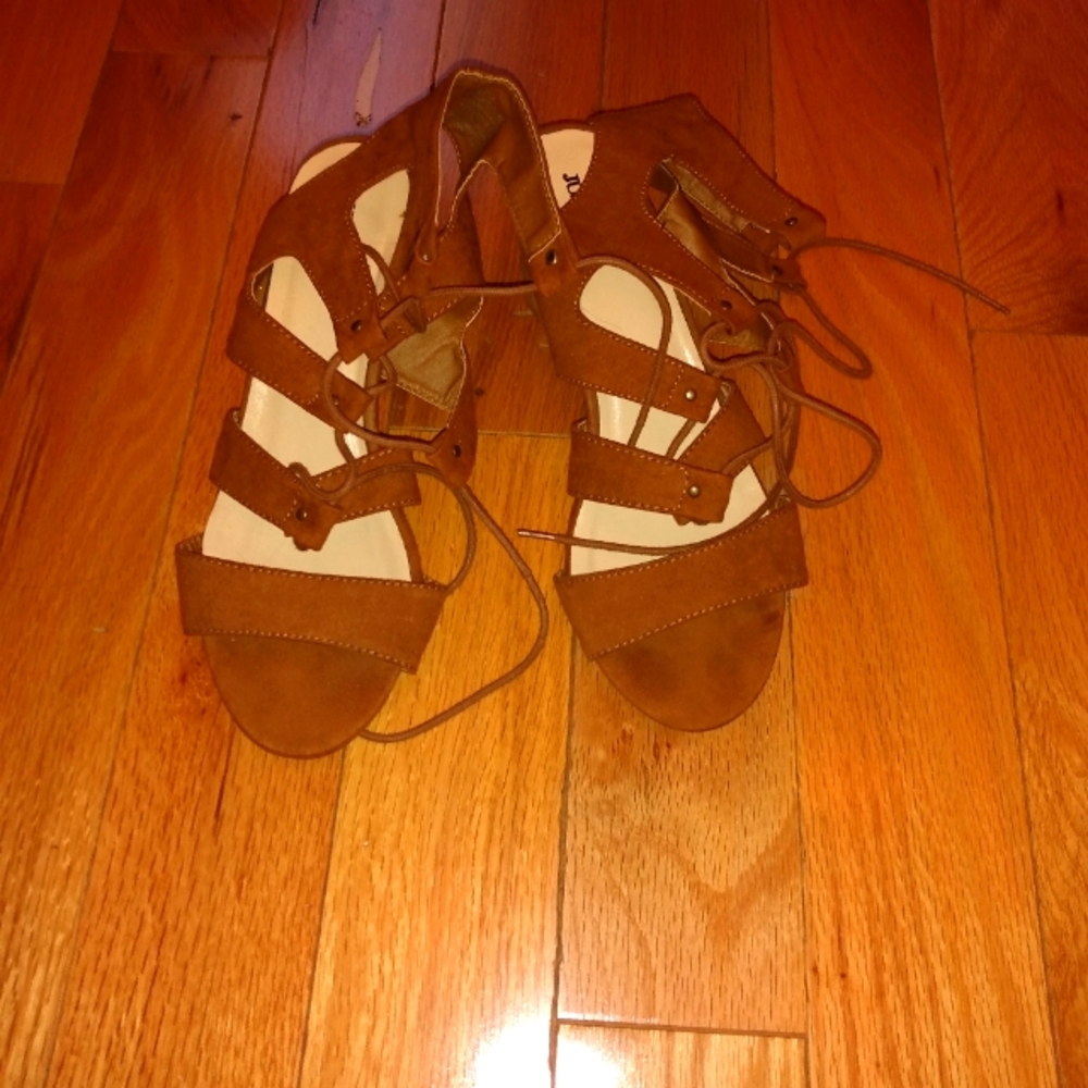 Brown laced heels
